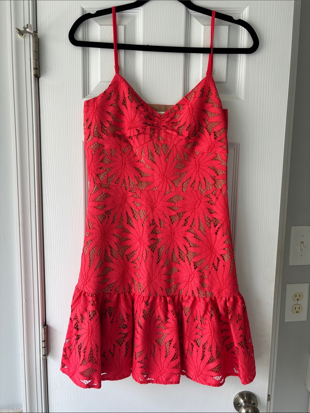 Michael Kors Red Lace Spaghetti Strap Dress